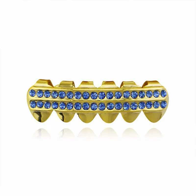 Hip Hop Teeth Grillz Gold Plated Dental Grills Rock Tooth Grillz Caps Crystal Teeth Caps Halloween Vampire ToothXJ250114