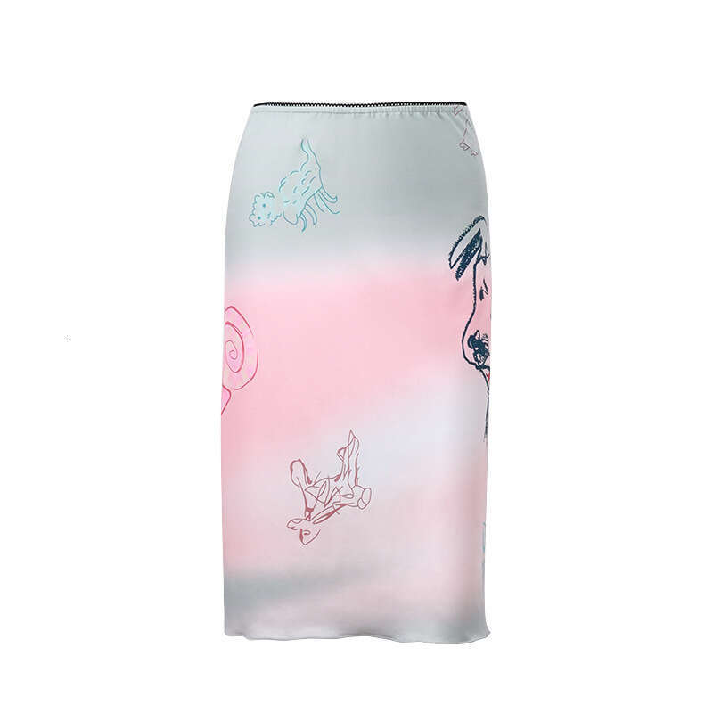 2025 summer European American fashion street spicy girl real shot gradient half skirt women's new style chic and elegant clothing