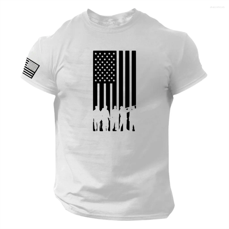 Men's T Shirts Shirt For Men 3D Print Military Patriotic Skull Dropped Oversized Short-Sleeved Sportswear Clothing Top Tees