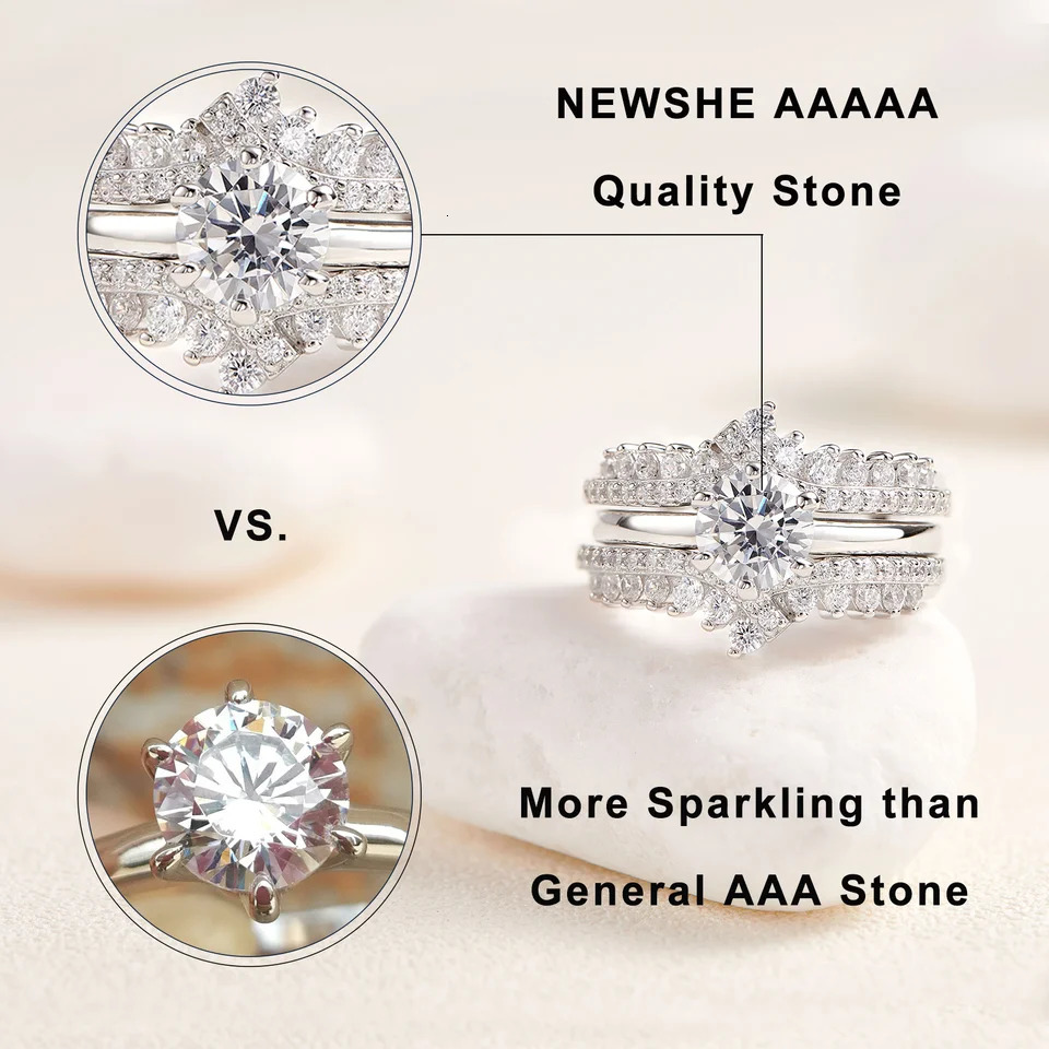 she 925 Silver Original Wedding Rings for Women 18Ct Round Cut Cubic Zircon Jewelry Engagement Ring Enhancer Band Bridal Set 250110