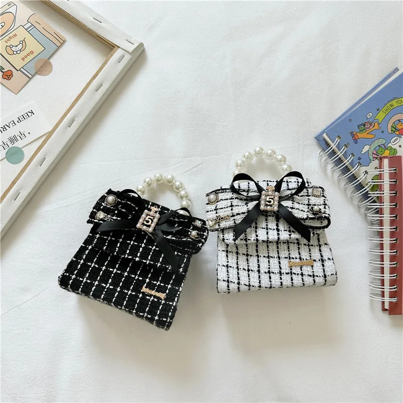 Bow Kids Pearls Handbags Sequins Princess Dress Accessories Small Coin Purse Tote Girls Crossbody Chain Bags 250114