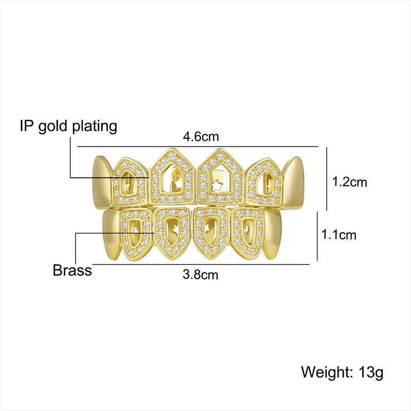 Teeth Grillz Set Iced Out Bling Grillz Caps Cubic Zircon Micro Pave Top Bottom Charm Grills For Men Women JewelryXJ250114