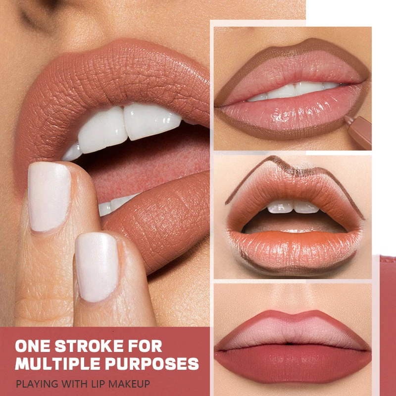 12 Colors Lip Liner Pen Set Long-Lasting Waterproof Sweatproof Easy Coloring Non- Color Rendering Lip Gloss Set Beauty M 250108