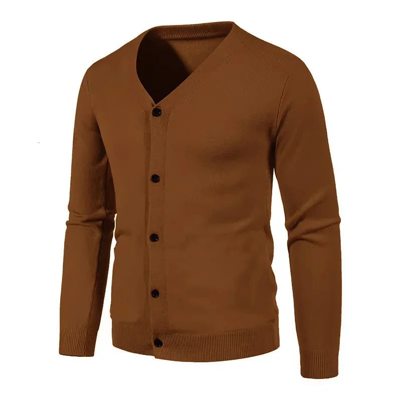 Autumn Mens Knitted Cardigan Thin V-neck Elastic Slim Fit Button Up Sweater Solid Color Casual Versatile Coat 5XL-M 250113