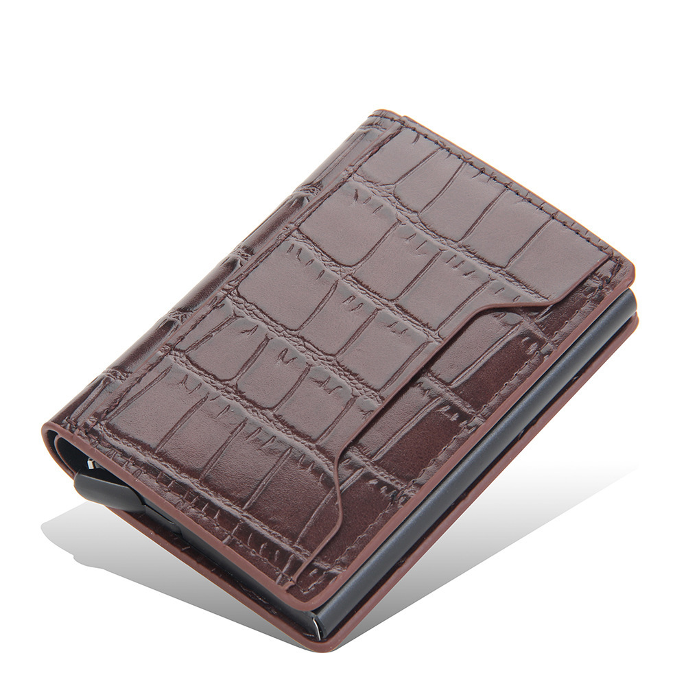 Hot-selling multifunctional portable wallet for men. Aluminum box anti-theft card holder. RFID short style. Automatic pop-up card case