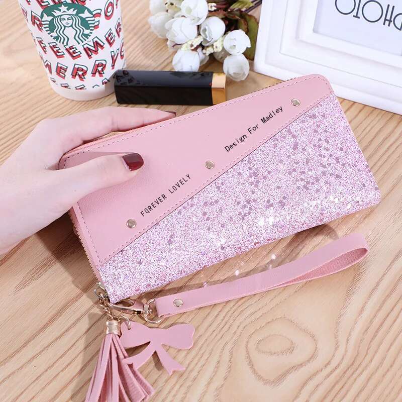 Long Wallet For Women Patchwork Sequin Clutch Glitter Pu Leather Ladies Phone Bag Card Holder Coin Purse Female Wallets swissmilitary