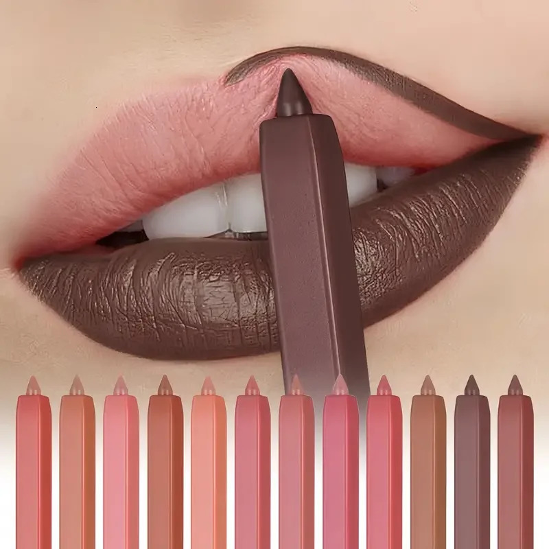 12 Colors Lip Liner Pen Set Long-Lasting Waterproof Sweatproof Easy Coloring Non- Color Rendering Lip Gloss Set Beauty M 250108