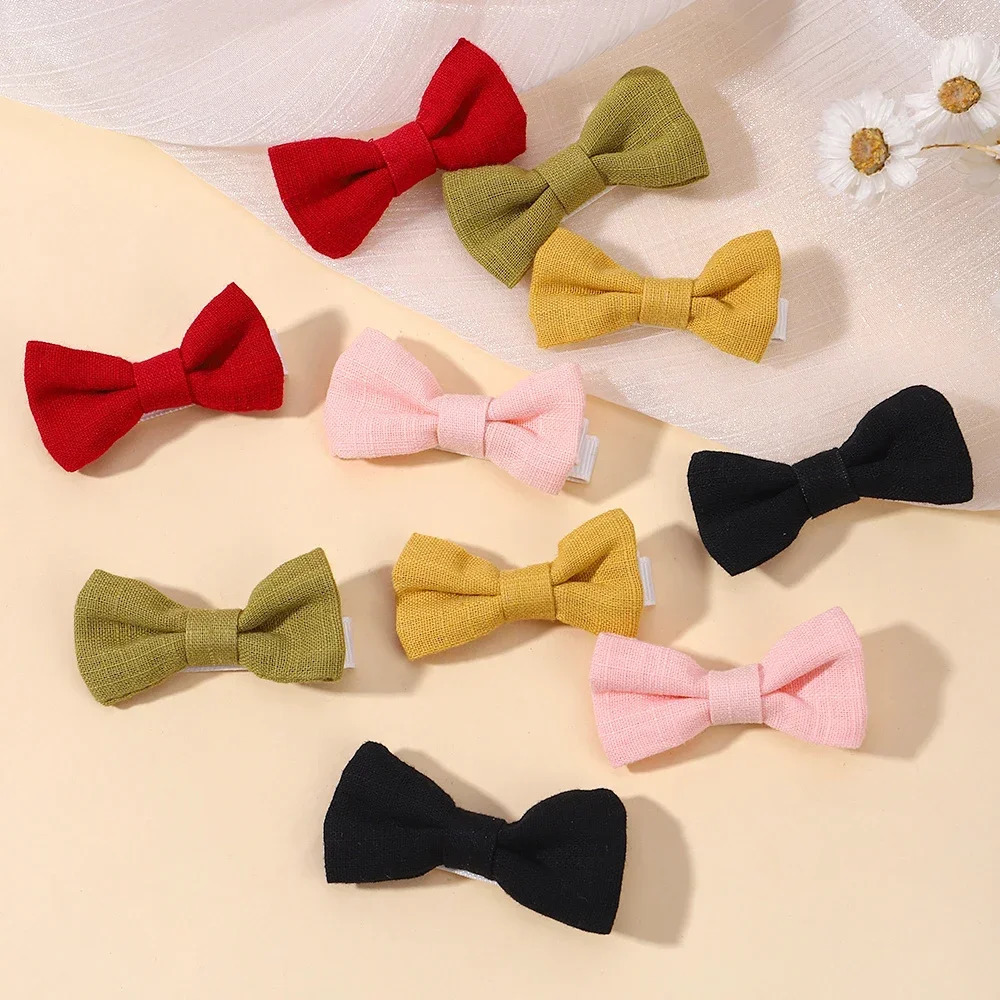 2Pcslot Baby Mini Hair Bows Clips Cotton Soft Hairpin for Girl Cheer Bowknot Barrettes Children Headwear Accessories 250117