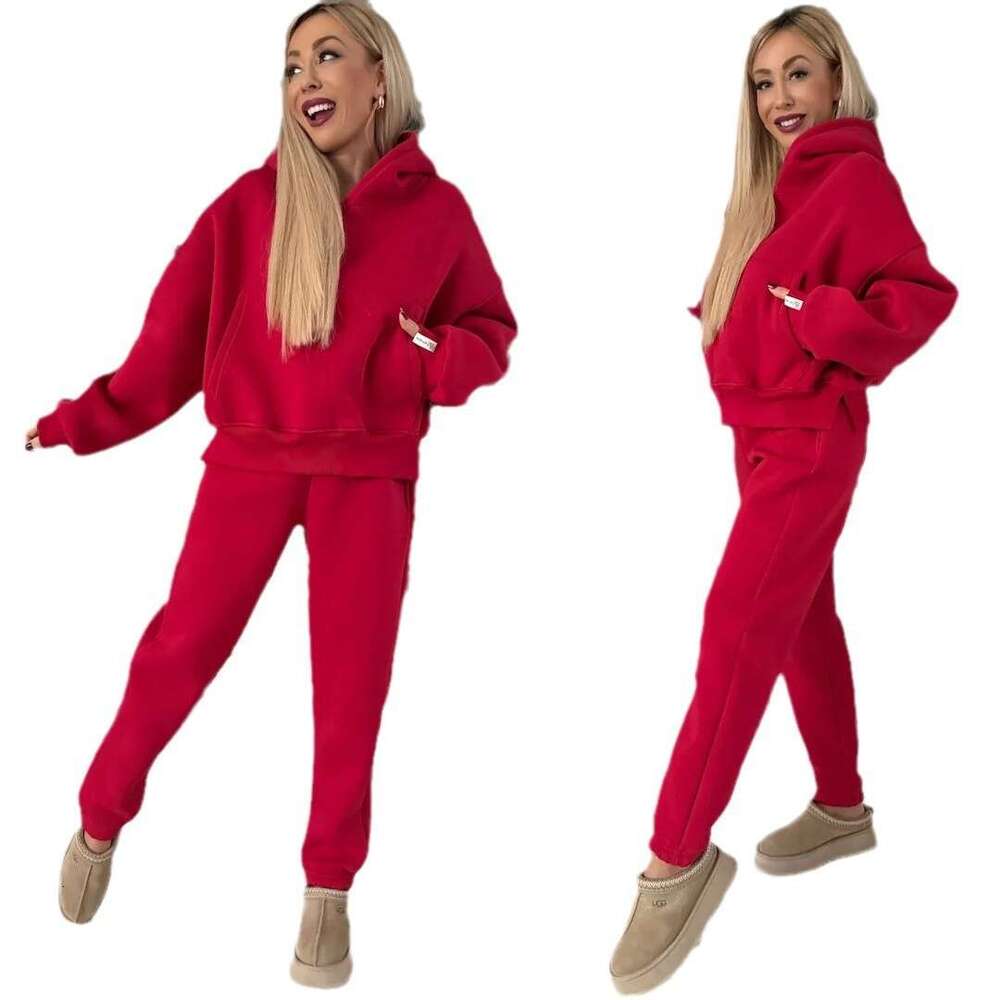 2025 European and American Fashion Women's Long sleeved Hoodie Leg tied Pants Two piece Set Temperament Versatile New Trendy Clothing Ins