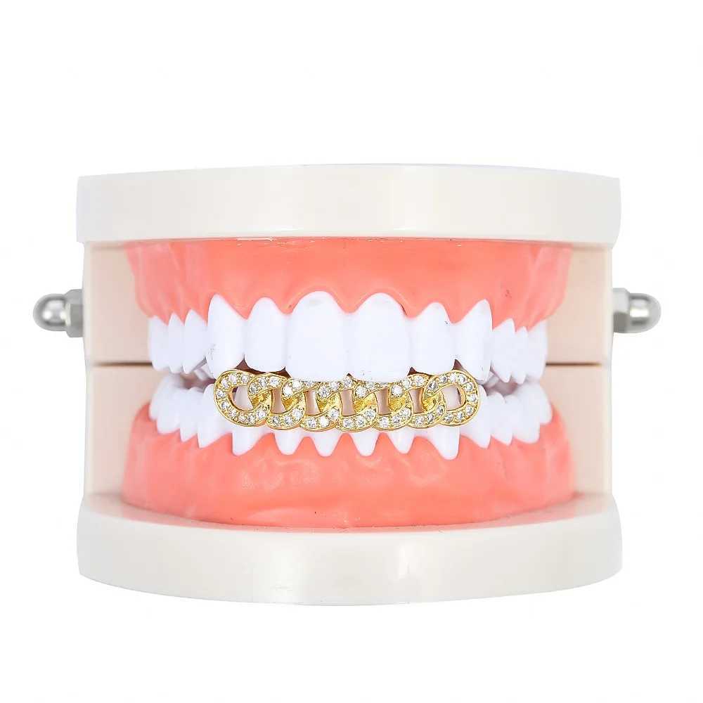 1PC CZ Teeth Grillz Caps Cubic Zirconia Iced Out Micro Pave Top Bottom Charm Grills For Men Women Rapper Jewelry GiftXJ250114