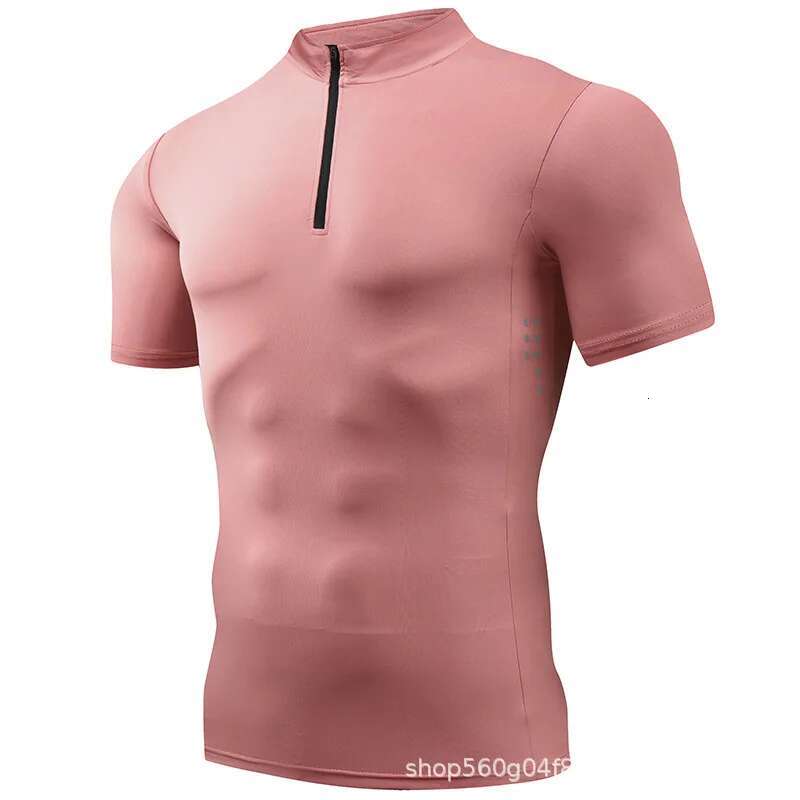 Ddmyoutdoor China Domestic Half Zip Stretch Quick Dry Stand Collar Running Shirt Men Compression Crossfit Trainning Gym Fiess T Shirt Sportswear Cloth