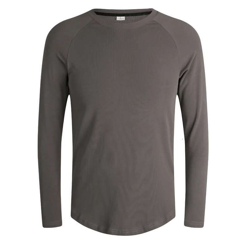 Ddmyoutdoor China Domestic Elasticity Gym Tee Mens Cotton Long Sleeves Casual Solid Color Running Pullover O Neck Good Quality Training Jogging Shirts