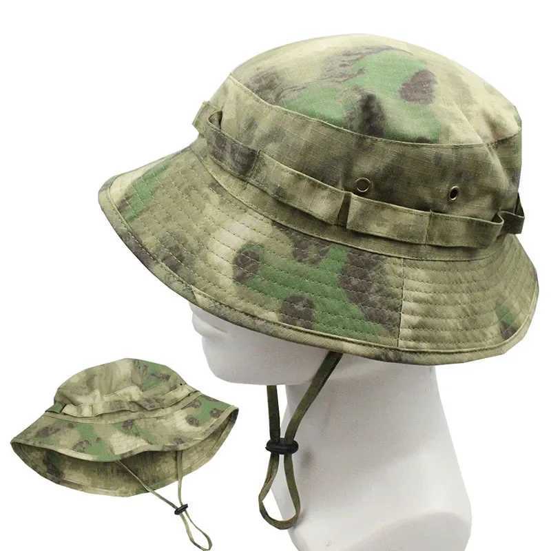 Tactical Boonie Hats Hunting Sun Fishing Hat Outdoor Camouflage Bobb Hiking Fisherman Sniper Ghillie Bucket HatsXJ250116