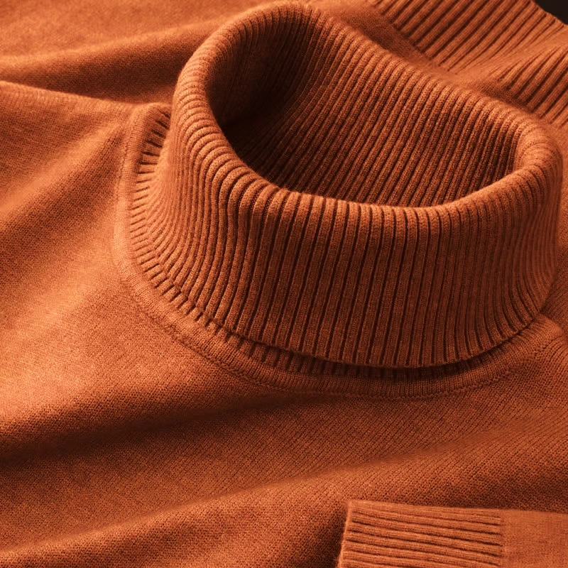 Mens Knitted Sweaters Solid Color Turtleneck Breathable Pullovers Warm Outdoor Basic Streetwear autumn Business Tops 250109