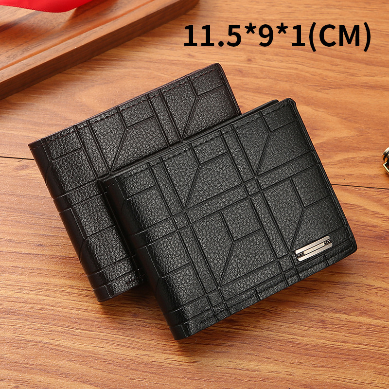 New men's short wallet, youth fashion plaid horizontal soft leather clip, large capacity, multi slot wallet swissmilitary