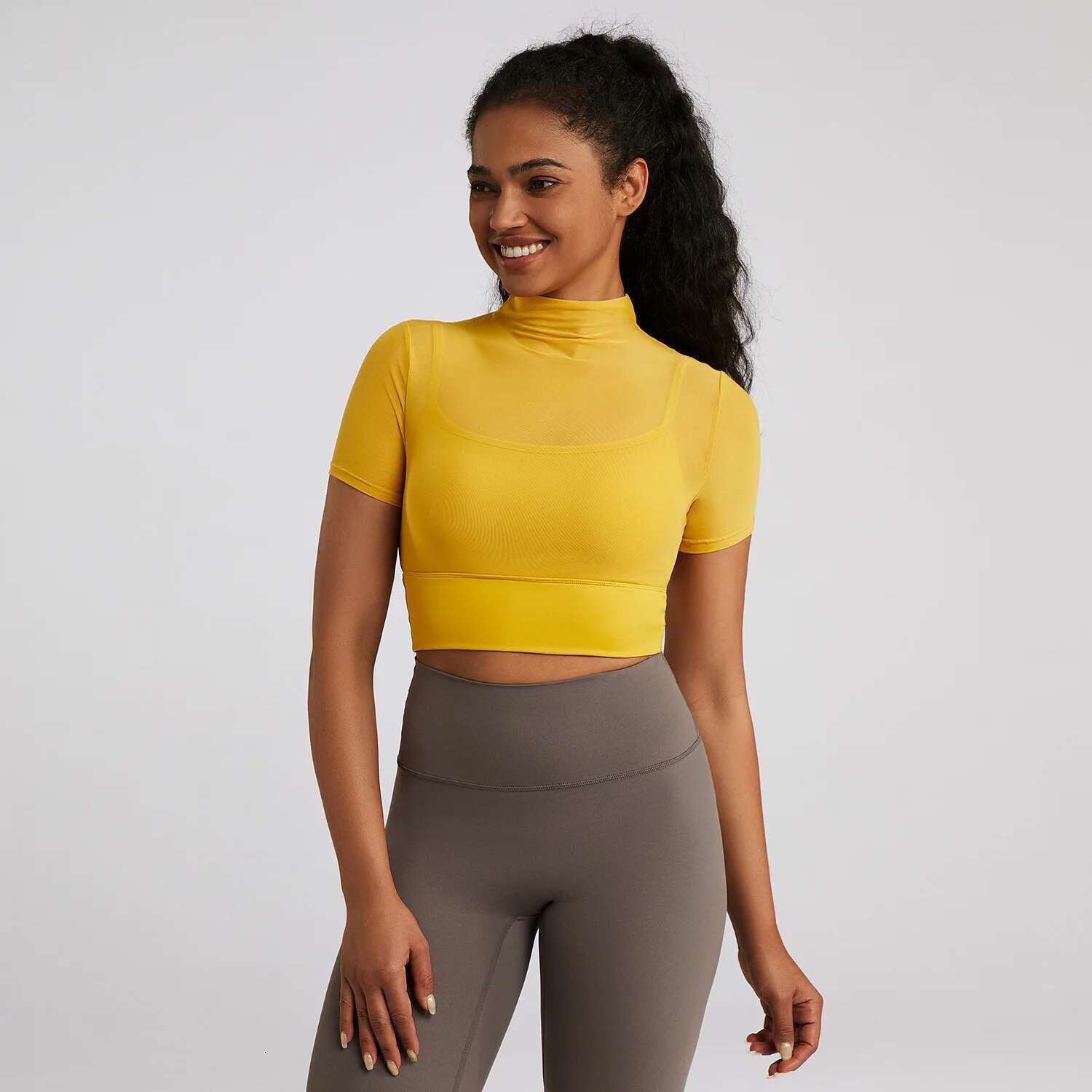 Ddmyoutdoor China Domestic Spring Yoga Short Sleeved T Shirt Mesh Patched Women S Breathable Hollow Inner Sports Bra Running Fiess Clothing Crop Top