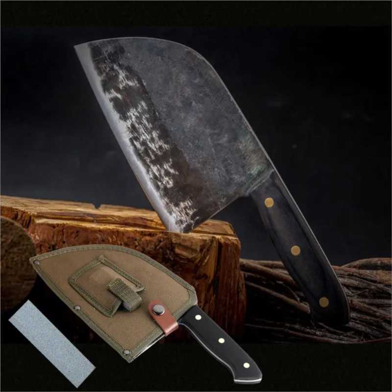 Full Tang Chef Knife Handmade Forged High-carbon Clad Steel Kitchen Knives Cleaver Filleting Slicing Broad Butcher knifeXJ250117