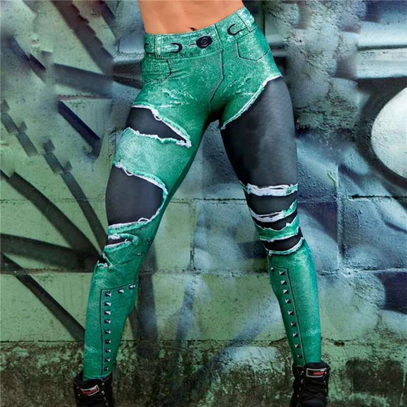 Ddmyoutdoor China Domestic High Waist Denim Yoga Leggings Push Up Jeans Sports Pants Gym Tights Running Tummy Control Workout Pencil Trousers Sportswe