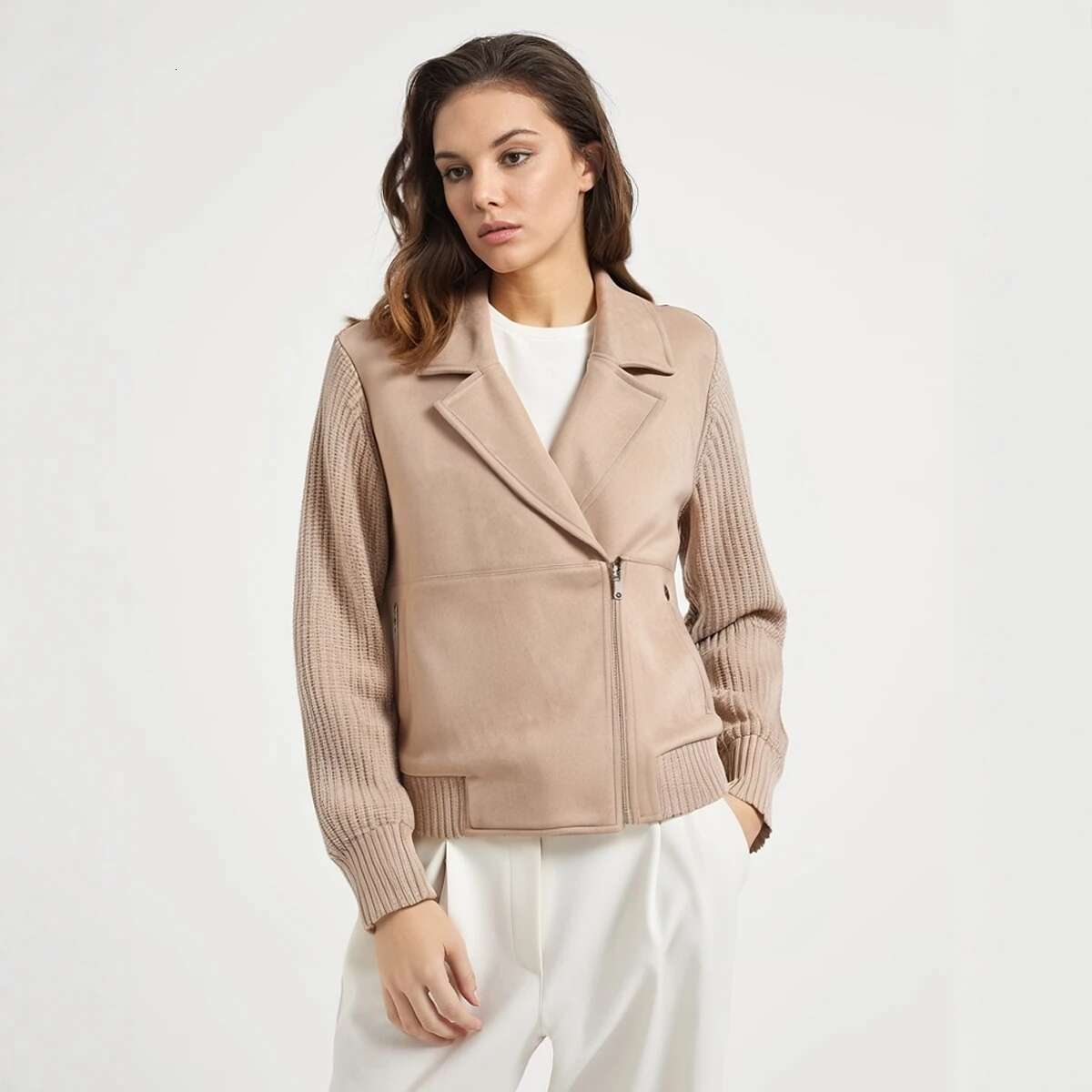 Ca-53 Winter Clothing For Ladies Artificial Deer Fur & Merino Wool Overcoats Women's Coats Leather Jacket