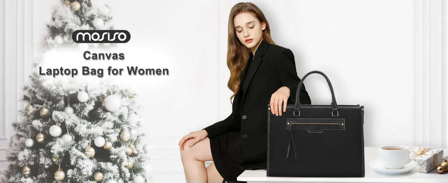 Tote for Women Canvas Laptop Bags 15 15.6 16 inch Messenger Shoulder Computer Bag Casual Handbag Business Office Briefcase