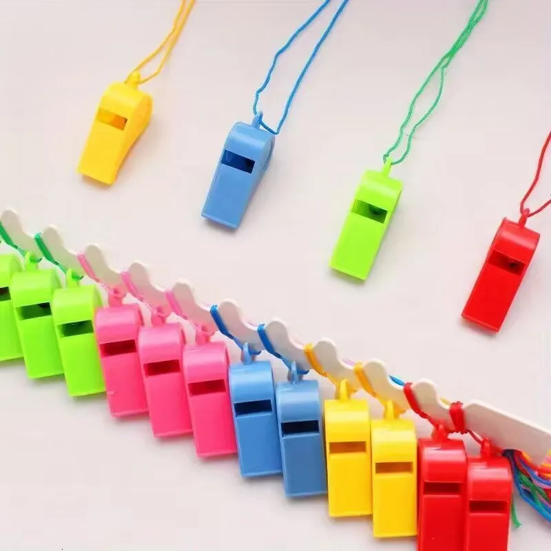 24pcs Sporting Goods Plastic Whistle Colorful Cheer Referee Fan 250107