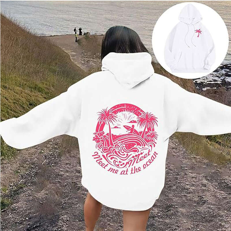 Ladies' Cute College Style Hoodie Dropped Shoulders, Long Sleeve Drawstring Hoodie, Top with Pocket