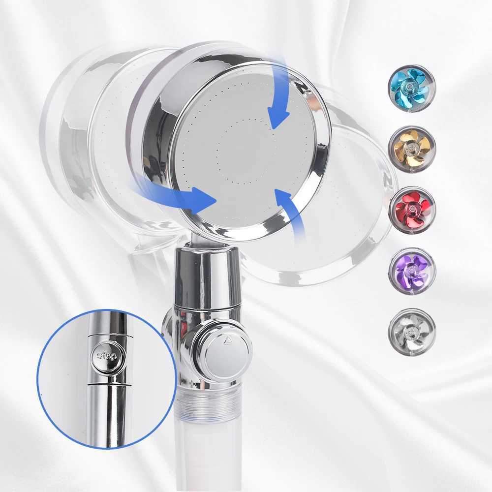 Bathroom Shower Heads High Pressure Shower Head Handheld Turbo Hydro Jet Shower Head 360 Degrees Rotating with Replacement Hose Bracket Cotton Filters