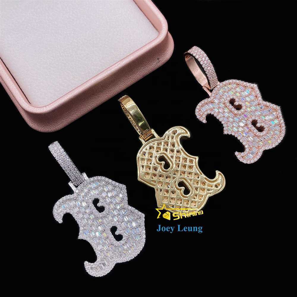 GRA Certificate Sterg Sier VVS Dia Mossinate Iced Out Jewelry Initial Letter Custom moissanite Pendant Hip Hop