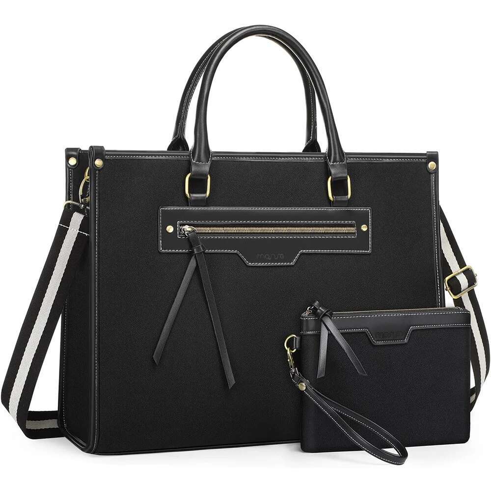 Woman Laptop 15.6 inch Canvas Tote Work Computer Messenger Shoulder Bag Casual Travel Office College Handbag Briefcase