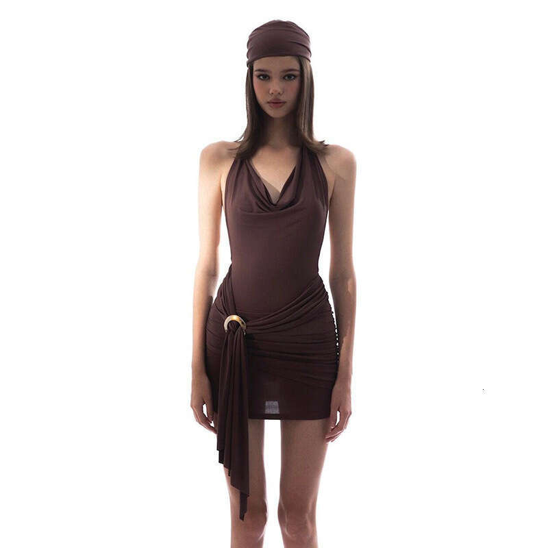 European American Ins2025 Spring Product Fashionable and Sexy Backless Sister Wind Deep V-Strap Dress New Casual Versatile Fashion Clothing