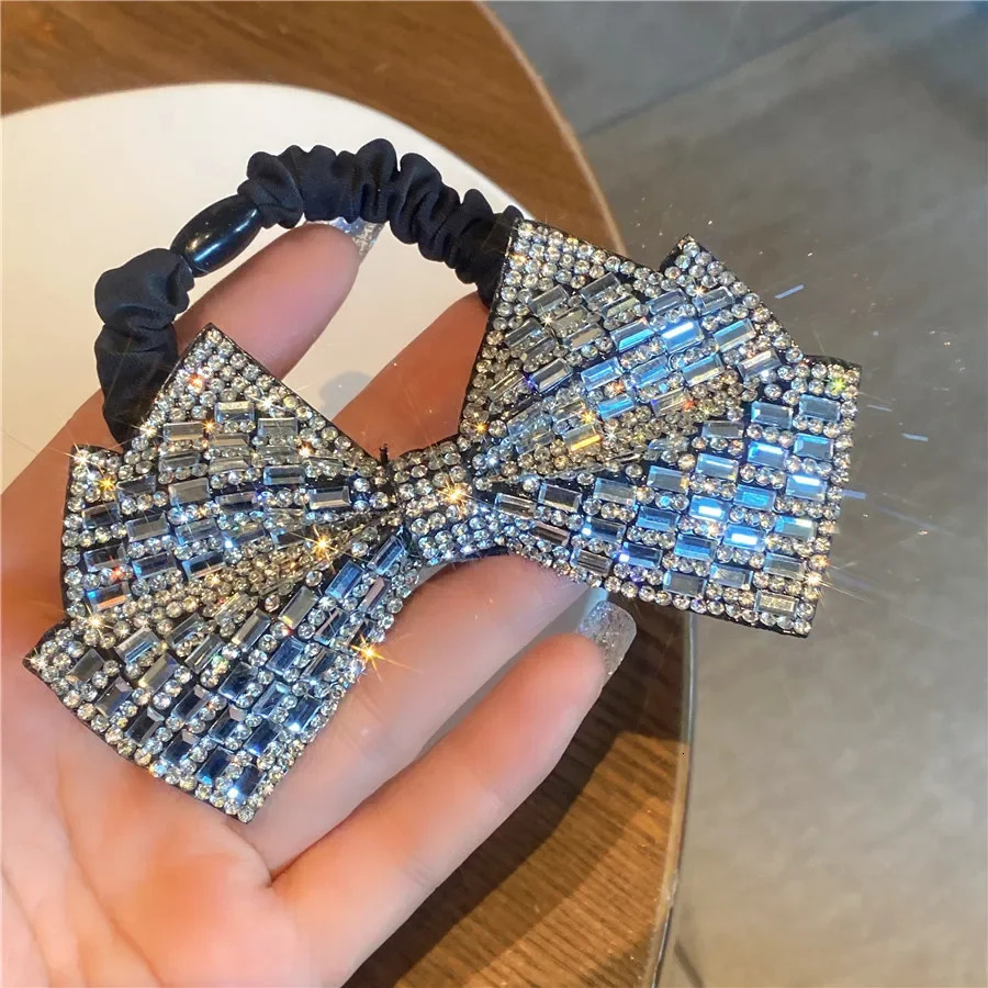 Light y Fragrant Diamond Sparkling Bow Hair Loop Half Tie Rope Womens High Ponytail Headrope Accessories 250118