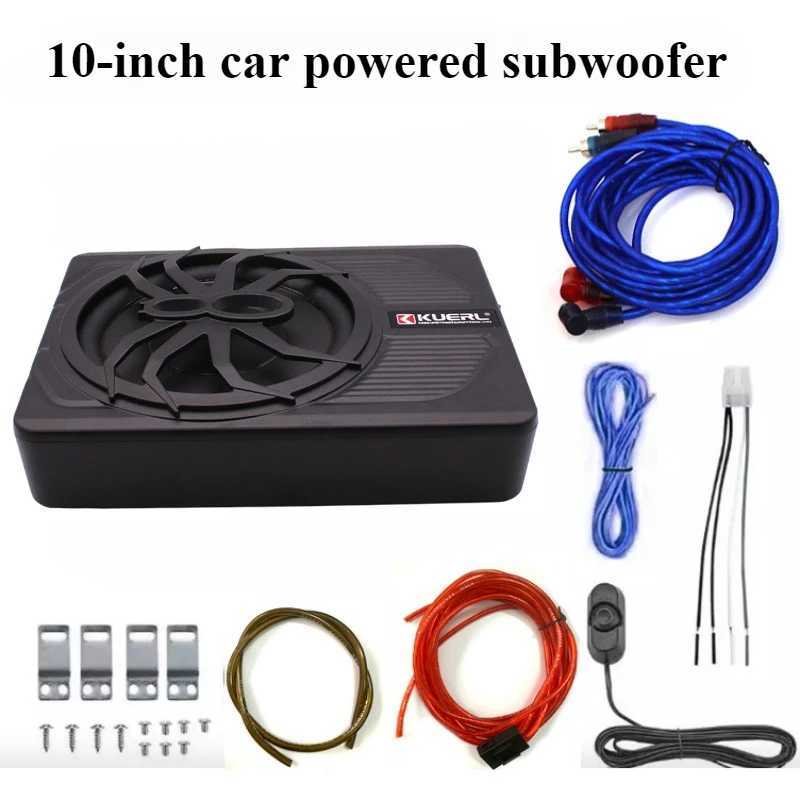 Car Audio RMS 120w Car Audio System 10-inch Powered Subwoofer Body Pure Bass and Under-seat Mounting of Ultra-slim Subwoofer Speakers H250118