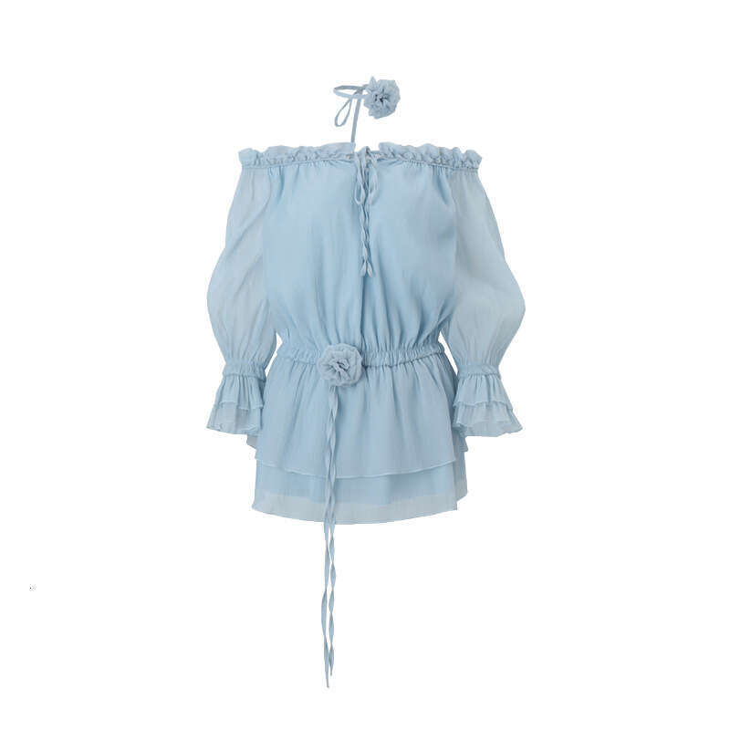 Autumn Product Sexy and Pure Desire One Collar Ruffle Chiffon Slim Fit Waist Long Sleeve Dress 2025 Versatile New Trendy Clothing Ins