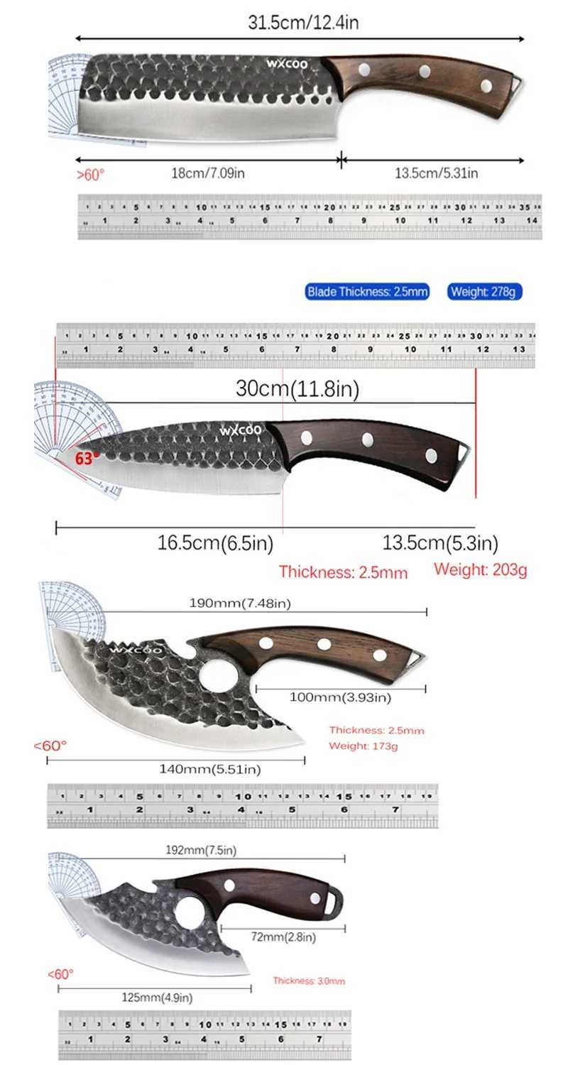 Stainless Steel Kitchen Knives Full Tang Forged Boning Knife Meat Cleaver Butcher Knife Utility Knife with Cover Knife SuppliesXJ250117