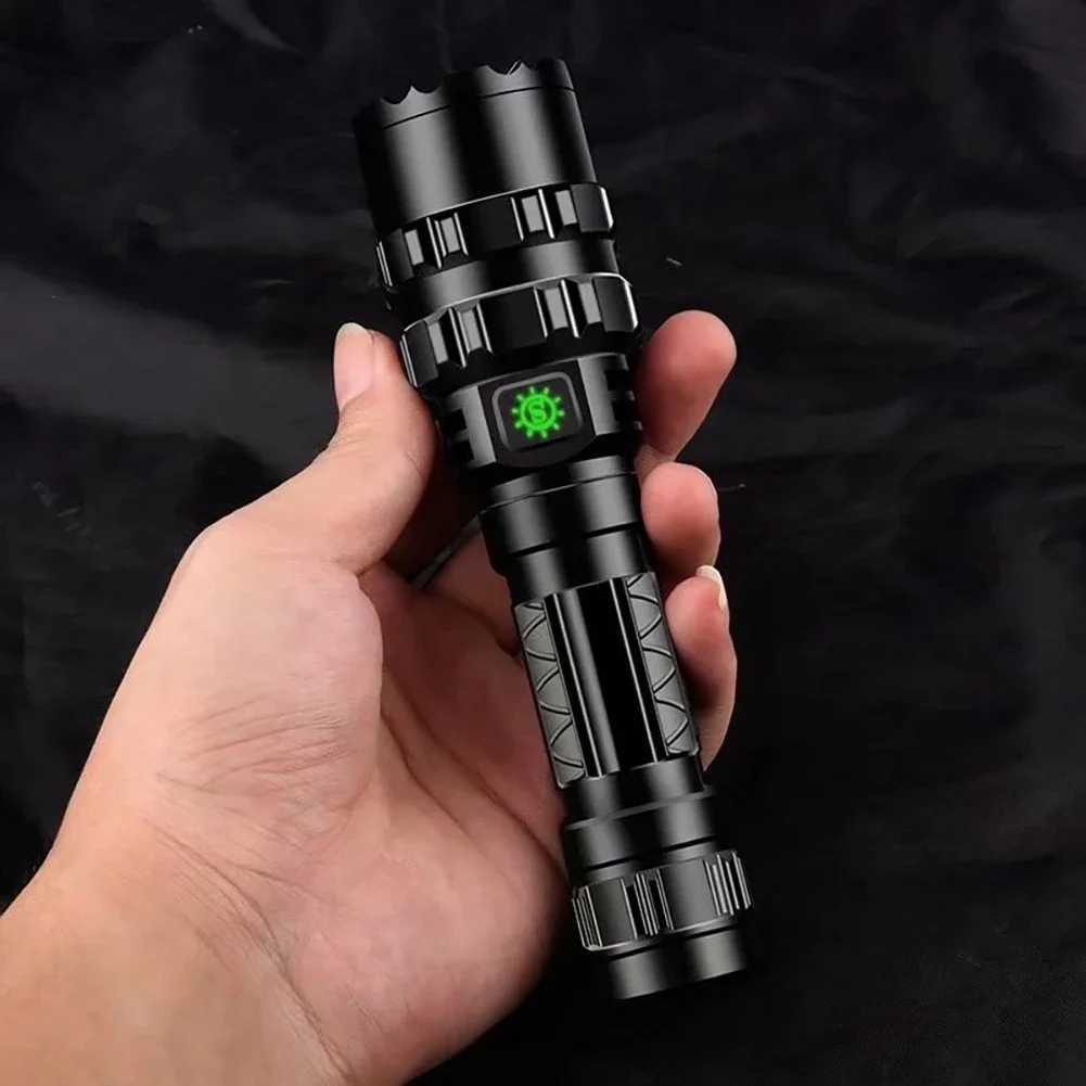 600 lumens tactical flashlight USB rechargeable flashlight waterproof hunting light with clip on hunting gun accessoriesW241227