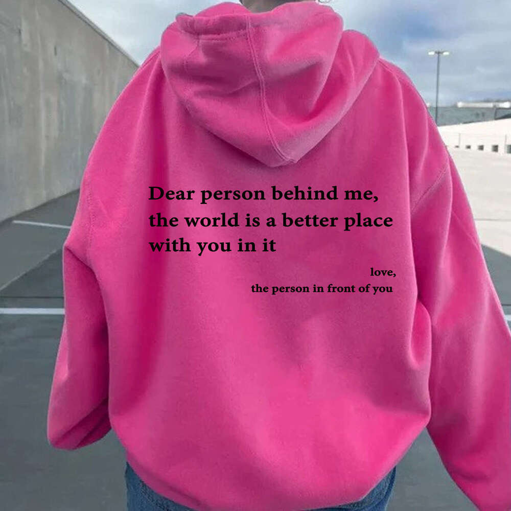 Women's hoodie plain letter print kangaroo pocket drawstring hooded sweatshirt jacket