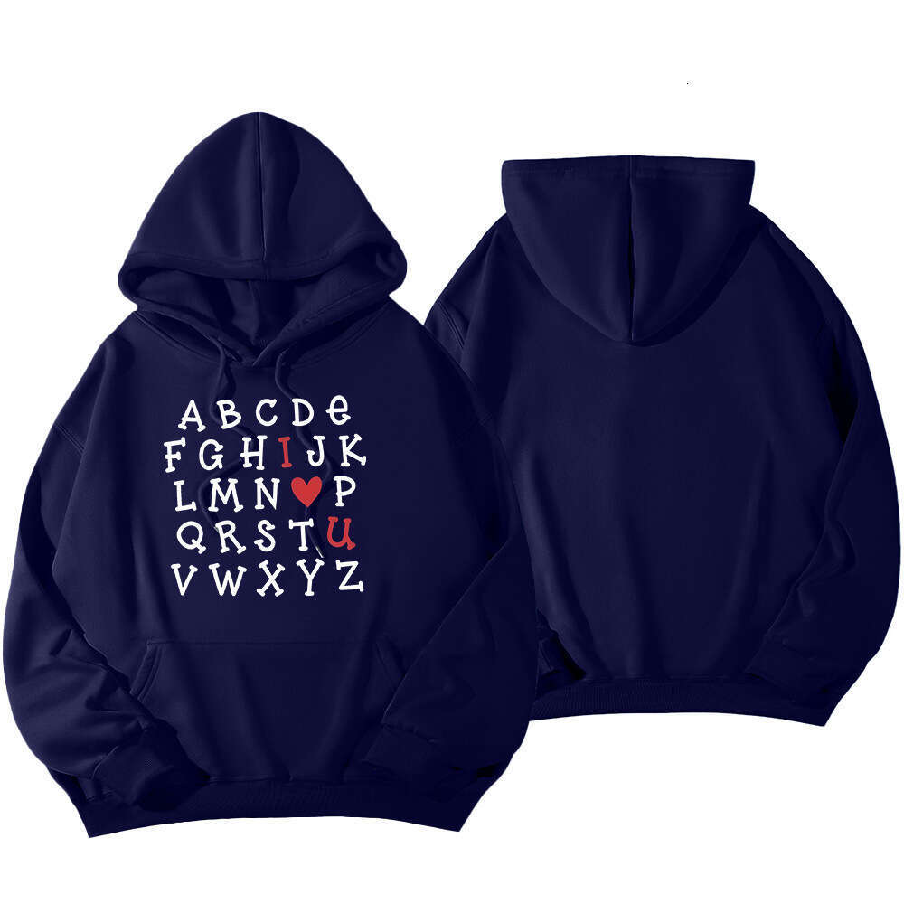 loose casual lapel with heart-shaped printed hoodie, women's clothing