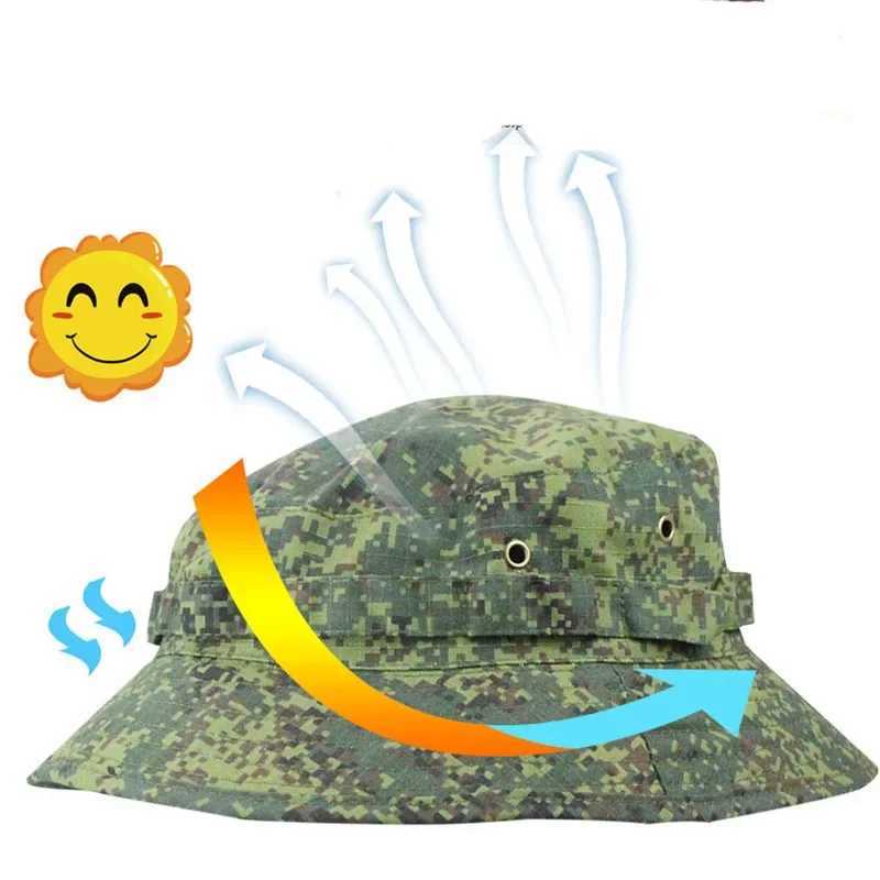 Tactical Boonie Hats Hunting Sun Fishing Hat Outdoor Camouflage Bobb Hiking Fisherman Sniper Ghillie Bucket HatsXJ250116