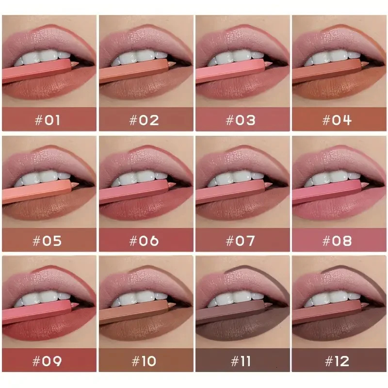 12 Colors Lip Liner Pen Set Long-Lasting Waterproof Sweatproof Easy Coloring Non- Color Rendering Lip Gloss Set Beauty M 250108