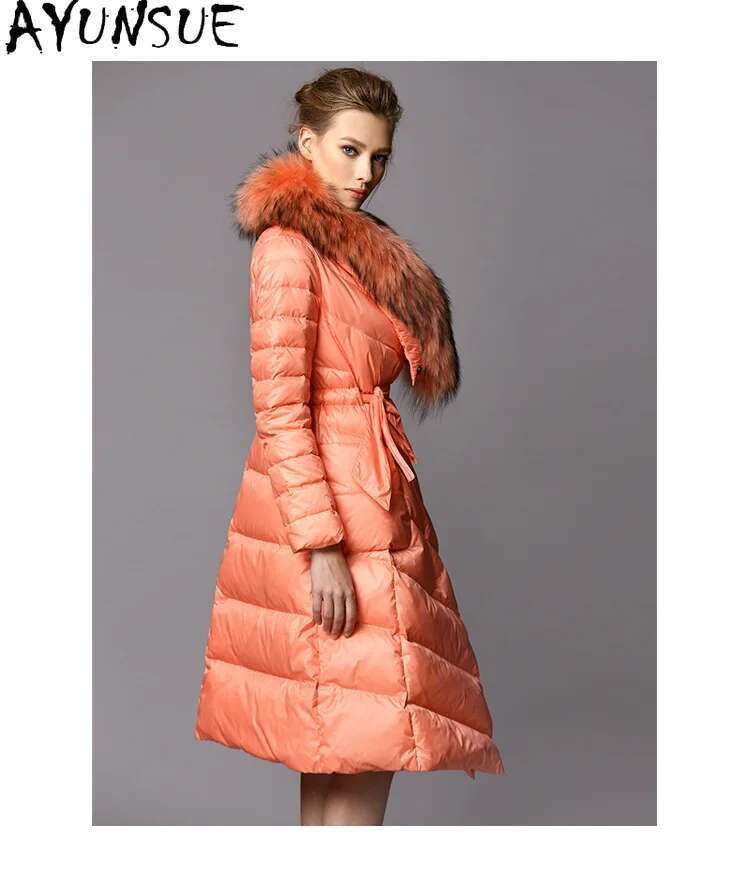 AYUNSUE Natural Raccoon Fur Collar Women's Winter Jacket Woman Parkas 2020 White Duck Down Coat Female Coats Hiver 1608201