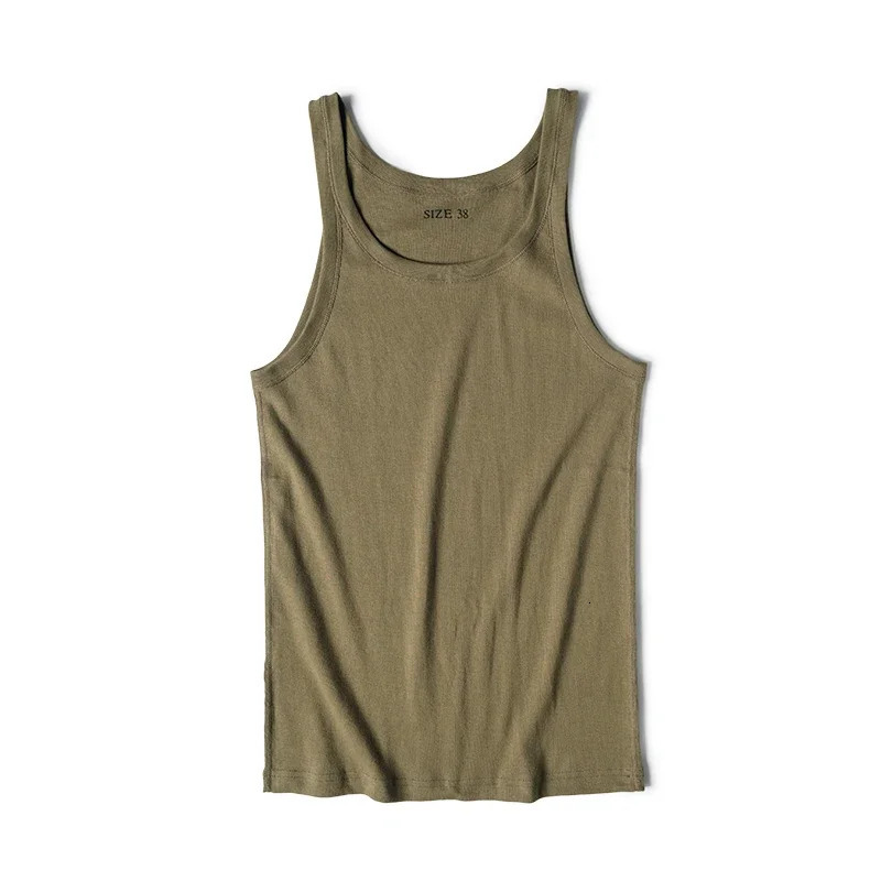 Bronson Old Fashion Thin Strap Tank Top Ribbed Cotton Sleeveless Undershirt Men 250108