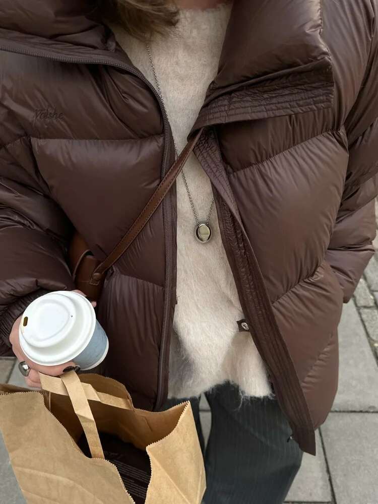 Fashion Winter Women Stand Collar Cotton Zipper Warm Coat Causal Solid Long Sleeve Short Jackets 2024 New Chic Commute Outerwear