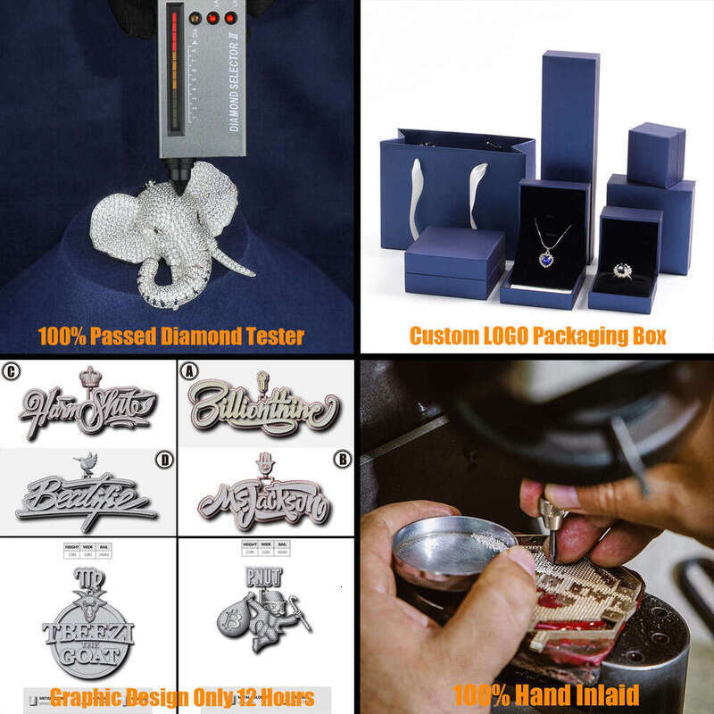 VVS Moissanite Gold-Plated Double R Hip Hop Pendant with Customized Ice Out Design