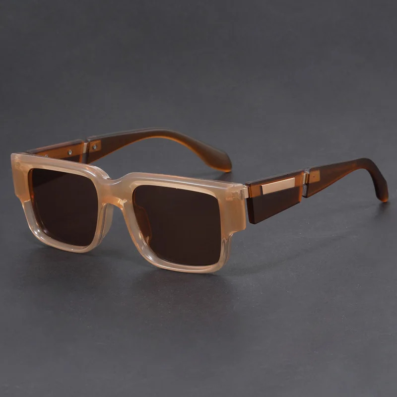 Narrow rectangle niche unique gray blue square thick frame sunglasses women men High quality trending product retro oculos 250117