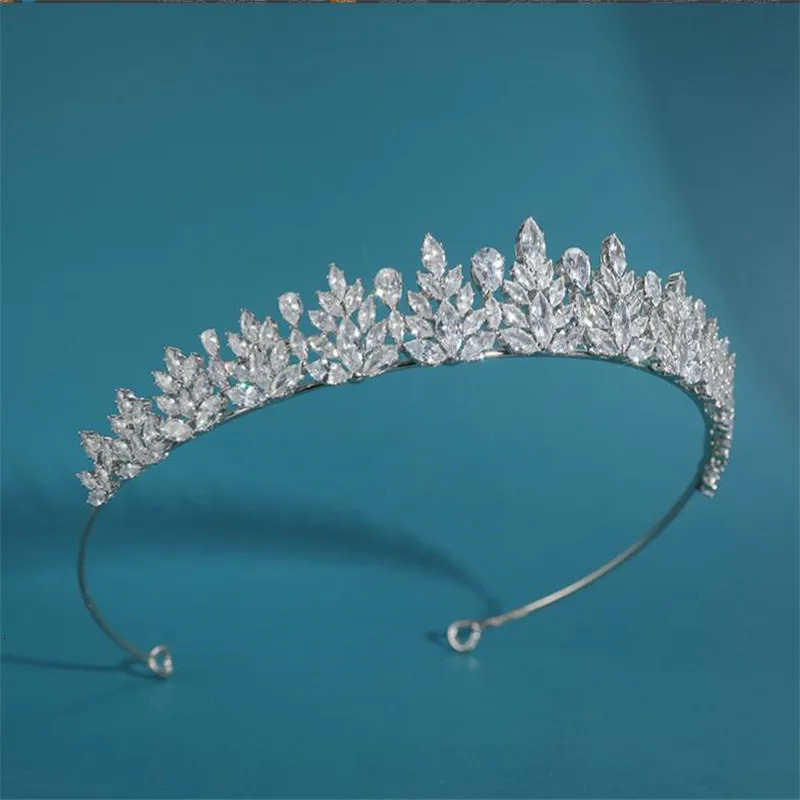 Tiara For Wedding Bride Headband CZ Cubic Zirconia Bridal Tiara Crown For Women Girl Prom Birthday Party Hair Jewelry Headdress 250117