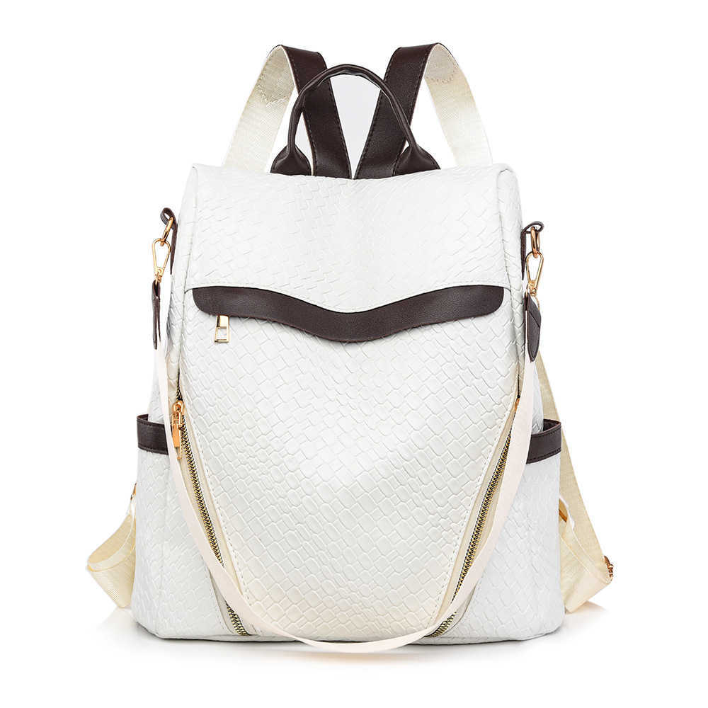 Soft leather backpack new large capacity anti theft casual backpack single shoulder dual use Fashion womens bag