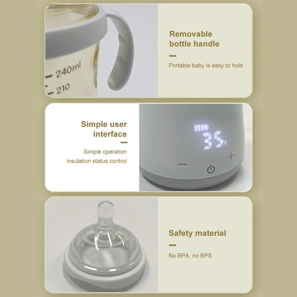 Baby Bottle Warmer Milk Heater with Digital Display for Instant Temperature 5500mAh Battery Breastmilk 250117