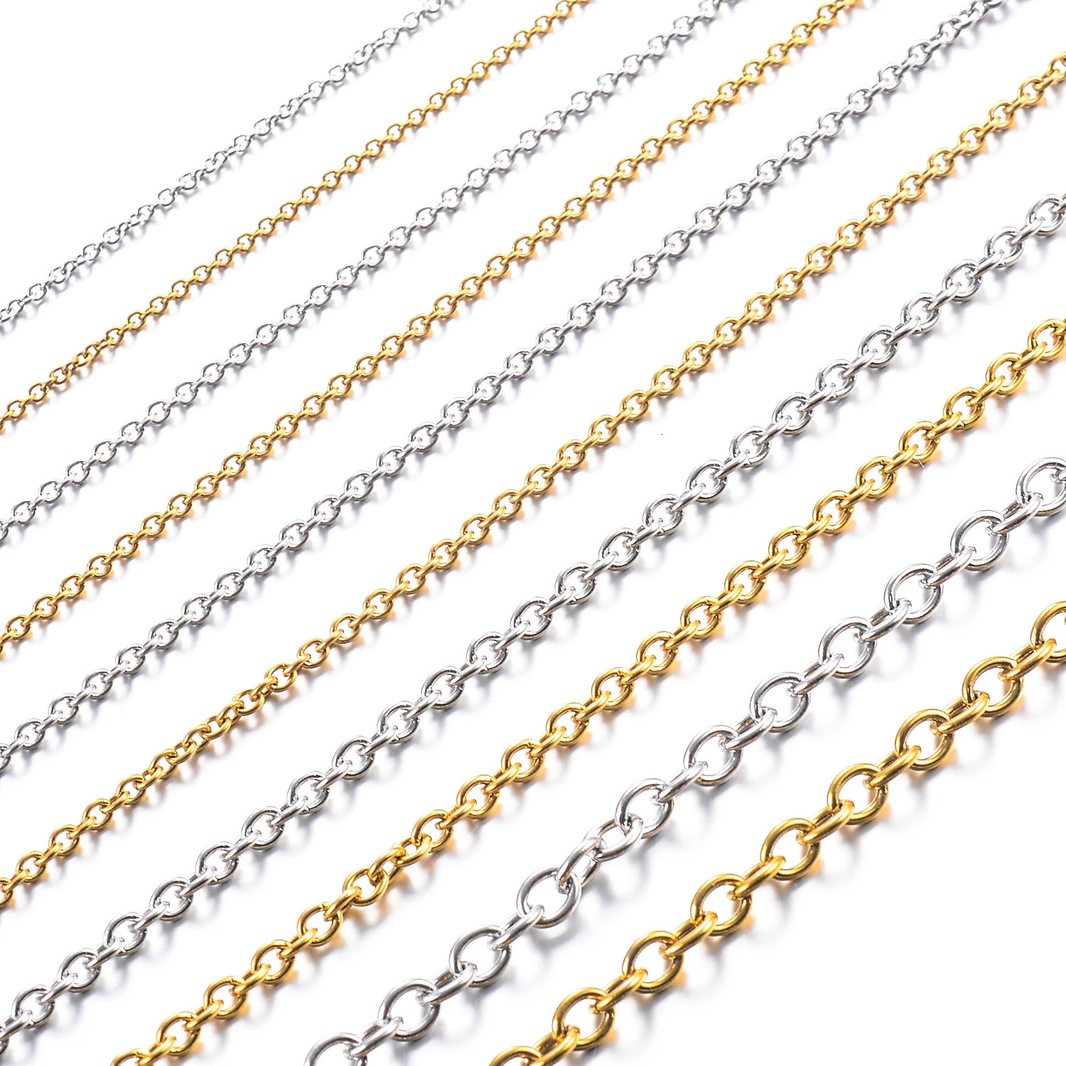 Width 15192342 mm Stainless Steel Rolo Link O Chain Gold Color Mental Necklace For Women Mens Jewelry Gift 250114