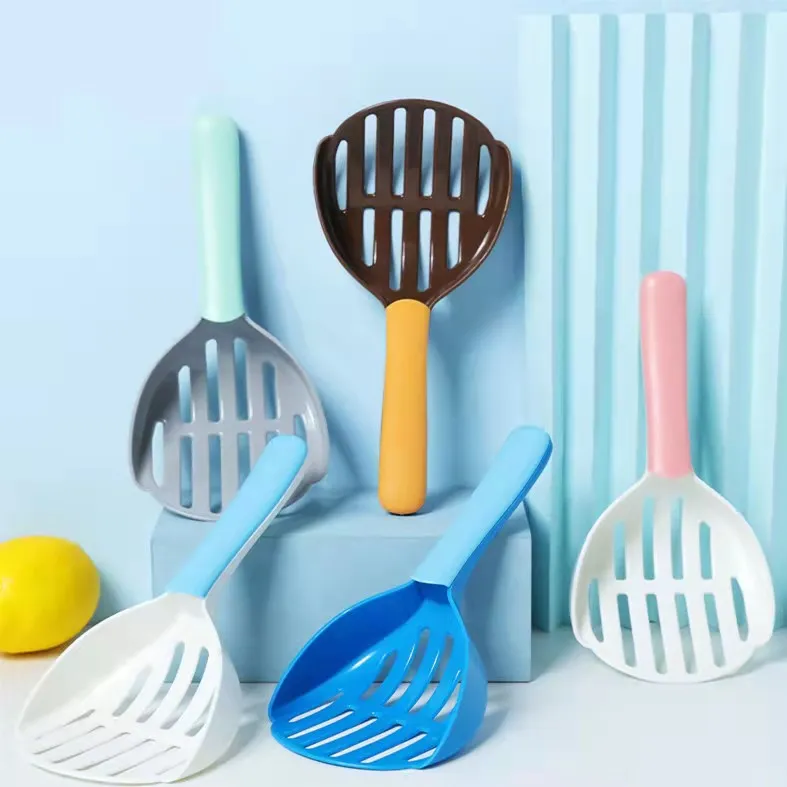 Plastic Litter Shovel 22.5*11cm Hollow Grooming Scoop Long Handle Convenient Pick Up Cat Excrement Cleaning
