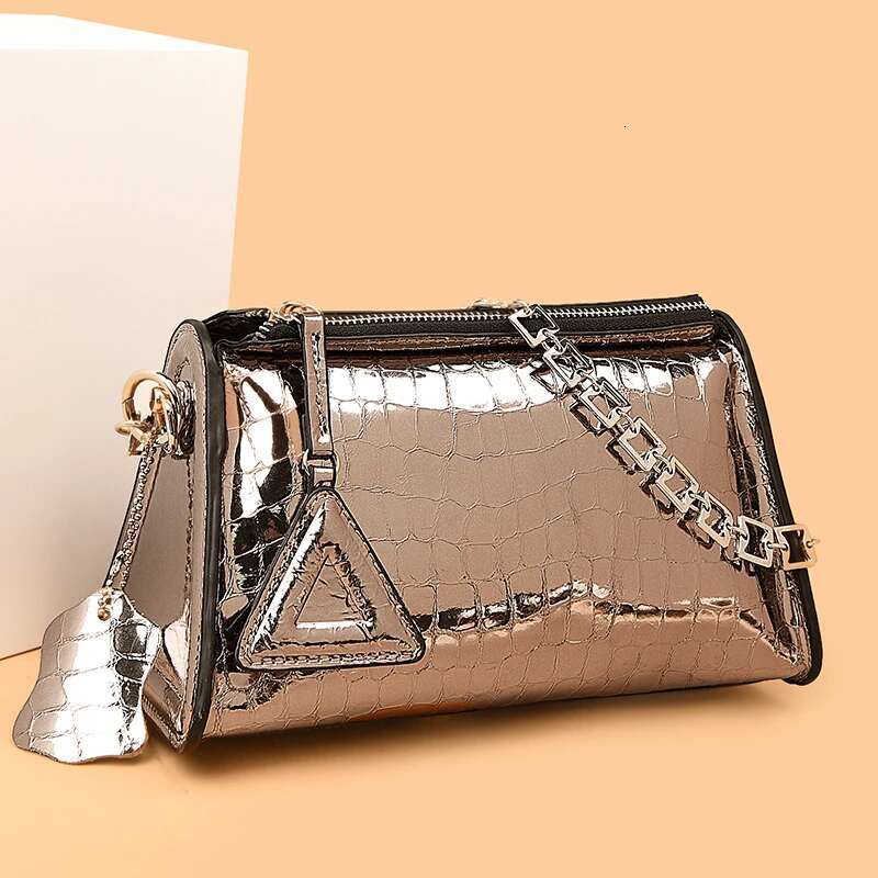 Crocod Pattern Patent Leather Shoulder Crossbody Bags For Women's Designer Woman Handbags Female Messenger Tote Sac